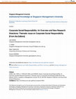 Research paper thumbnail of Corporate Social Responsibility: An Overview and New Research Directions