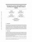 Research paper thumbnail of The Importance of Socio-Cultural Differences for Annotating and Detecting the Affective States of Students