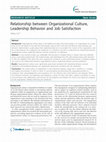 Research paper thumbnail of Relationship between Organizational Culture, Leadership Behavior and Job Satisfaction