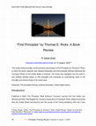 Research paper thumbnail of "First Principles" by Thomas E. Ricks: A Book Review