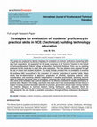 Research paper thumbnail of Strategies for Evaluation of Students' Proficiency in Practical Skills in NCE (Technical) Building Technology Education