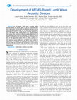 Research paper thumbnail of Development of MEMS-Based Lamb Wave Acoustic Devices