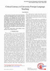 Research paper thumbnail of Critical Literacy in University Foreign Language Teaching