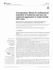 Research paper thumbnail of Corrigendum: Wired for motherhood: induction of maternal care but not maternal aggression in virgin female CD1 mice