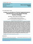 Research paper thumbnail of A study on prevalence of bovine trypanosomosis in selected areas of Konta Special Woreda, Southern Ethiopia