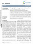 Research paper thumbnail of Mixing and jetting analysis using continuous flow microfluidic sample delivery devices