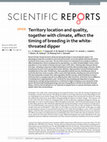 Research paper thumbnail of Territory location and quality, together with climate, affect the timing of breeding in the white-throated dipper