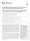 Research paper thumbnail of Distinct Metabolic Profile Associated with a Fatal Outcome in COVID-19 Patients during the Early Epidemic in Italy