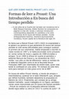 Research paper thumbnail of Formas de leer a Proust: Una Introducción a En busca del tiempo perdido