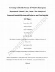 Research paper thumbnail of Screening to Identify Groups of Pediatric Emergency Department Patients Using Latent Class Analysis of Reported Suicidal Ideation and Behavior and Non-Suicidal Self-Injury