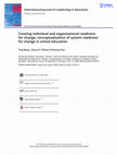 Research paper thumbnail of Creating individual and organizational readiness for change: conceptualization of system readiness for change in school education