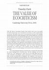 Research paper thumbnail of Timothy Clark: THE VALUE OF ECOCRITICISM - by Said Mentak