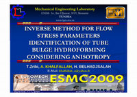 Research paper thumbnail of INVERSE METHOD FOR FLOW STRESS PARAMETERS IDENTIFICATION OF TUBE BULGE HYDROFORMING CONSIDERING ANISOTROPY