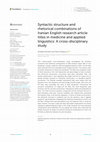 Research paper thumbnail of Syntactic structure and rhetorical combinations of Iranian English research article titles in medicine and applied linguistics: A cross-disciplinary study