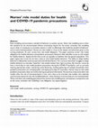 Research paper thumbnail of Nurses’ role model duties for health and COVID-19 pandemic precautions