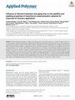 Research paper thumbnail of Influence of thermal treatment and aging time on the stability and swelling properties of nano/micron‐sized polymeric spheres for improved oil recovery application