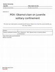 Research paper thumbnail of POV: Obama's ban on juvenile solitary confinement