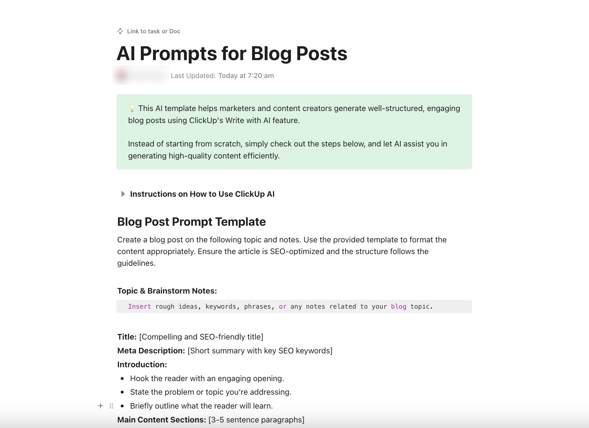 AI Prompt & Guide for Blog Posts