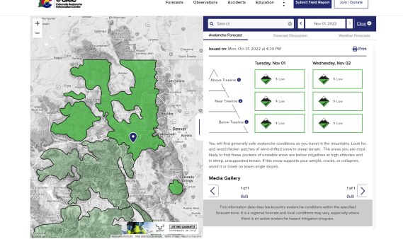 CAIC forecast homepage. How to use CAIC products