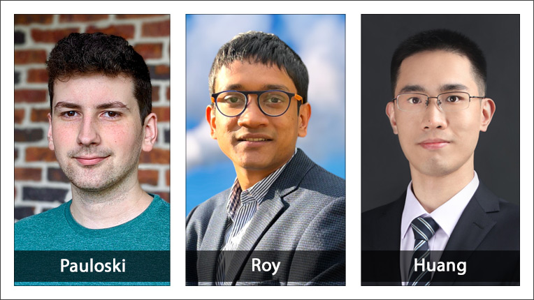 2023 ACM-IEEE CS George Michael Memorial HPC Fellowship recipients James Gregory Pauloski, Rohan Basu Roy, and Hua Huang