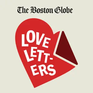 The Love Letters Podcast logo; a heart with an envelope shaped fold.