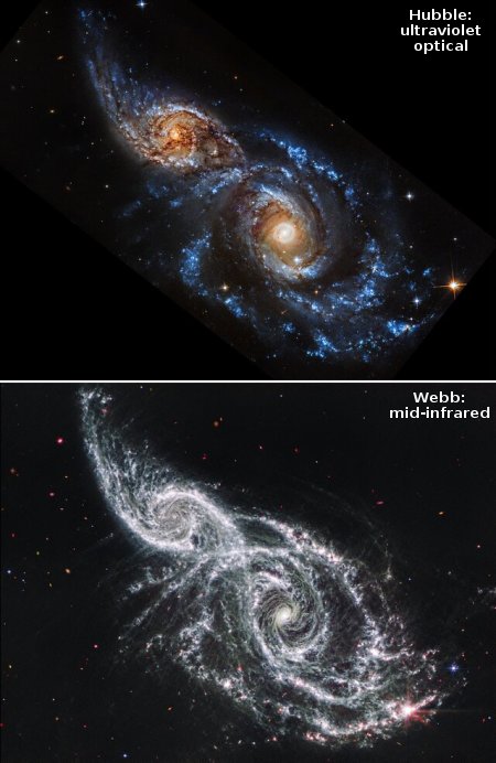 Post-collision imagery by Hubble and Webb