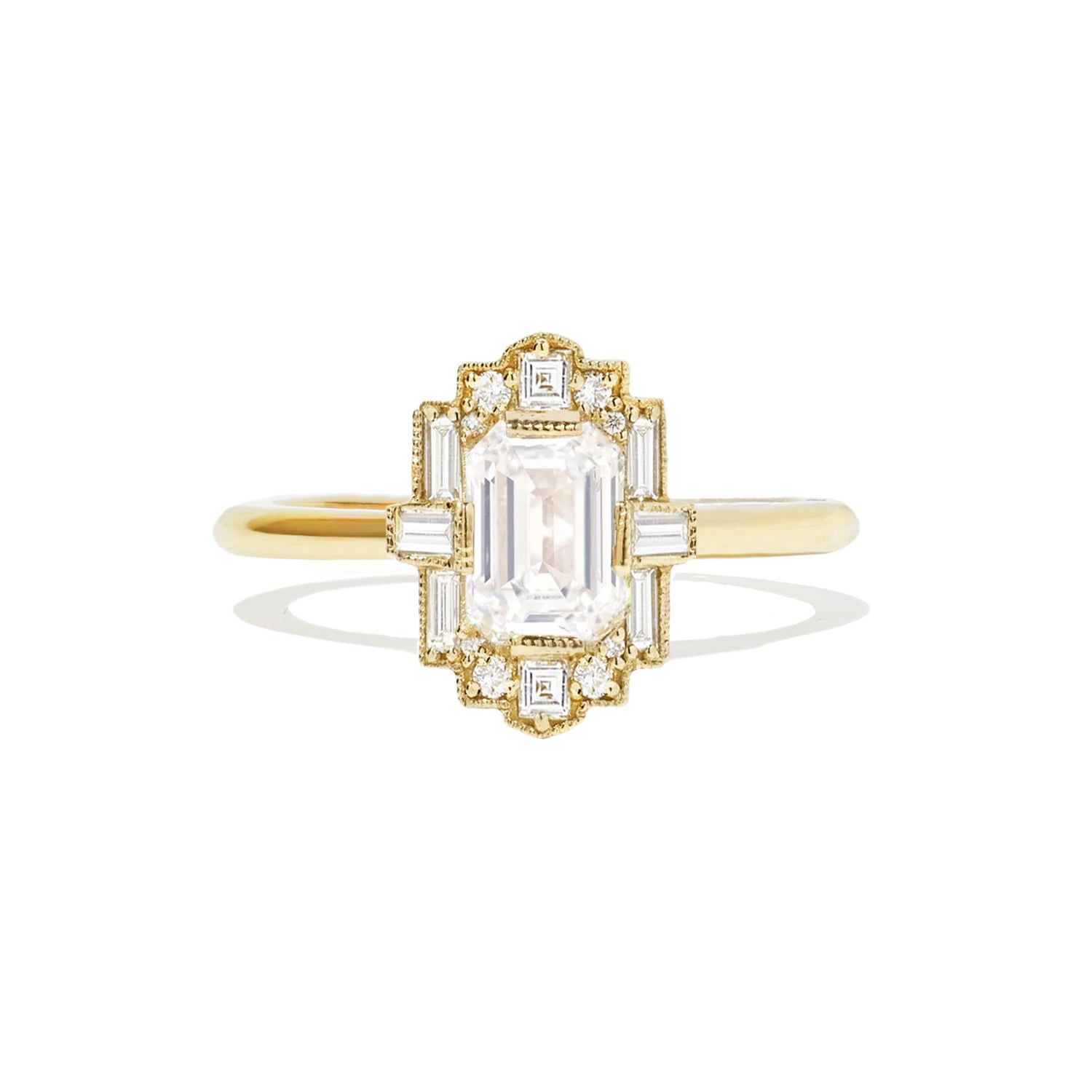 Deco Emerald Cut Diamond Ring