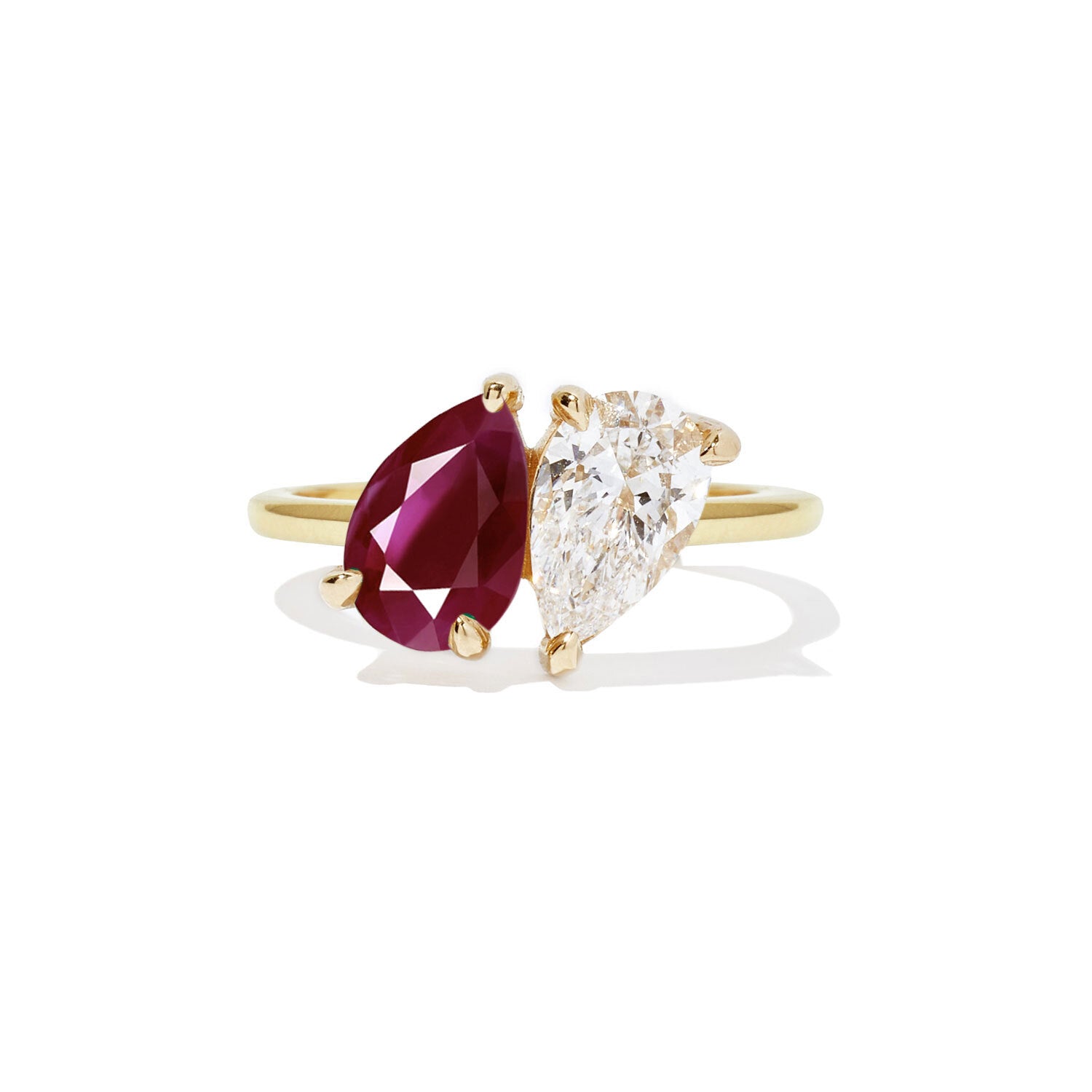 Pear Shaped Ruby & Diamond Toi et Moi Ring