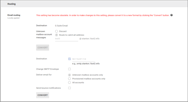 Click CONVERT next to existing rule to map to new fields