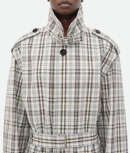 Checked Cotton Trench Coat