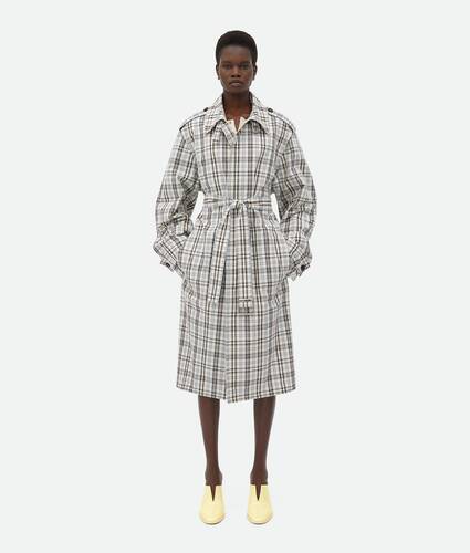 Checked Cotton Trench Coat