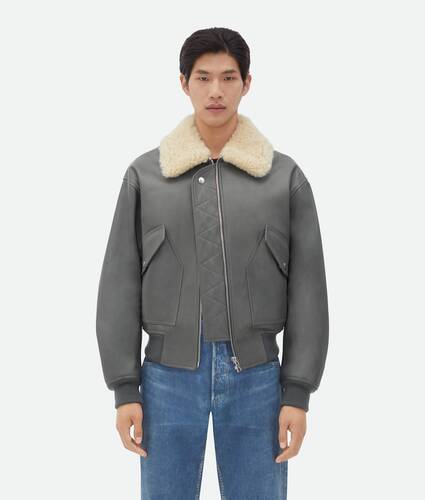 Leather Jacket With Shearling Collar