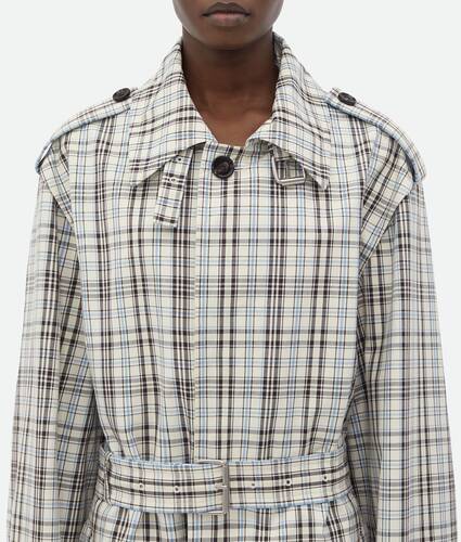 Checked Cotton Trench Coat