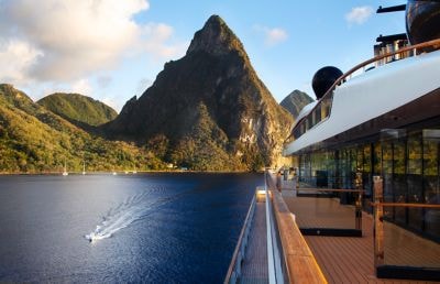 A yacht nears St. Lucia