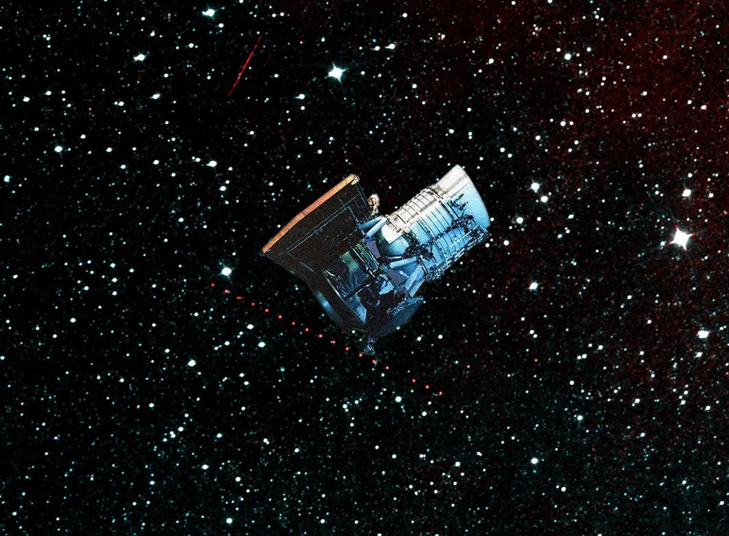 Artist's concept of the NEOWISE spacecraft in space.