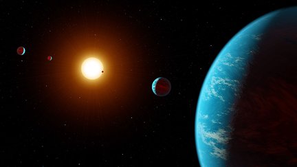 Artist's visualization of an exoplanetary system