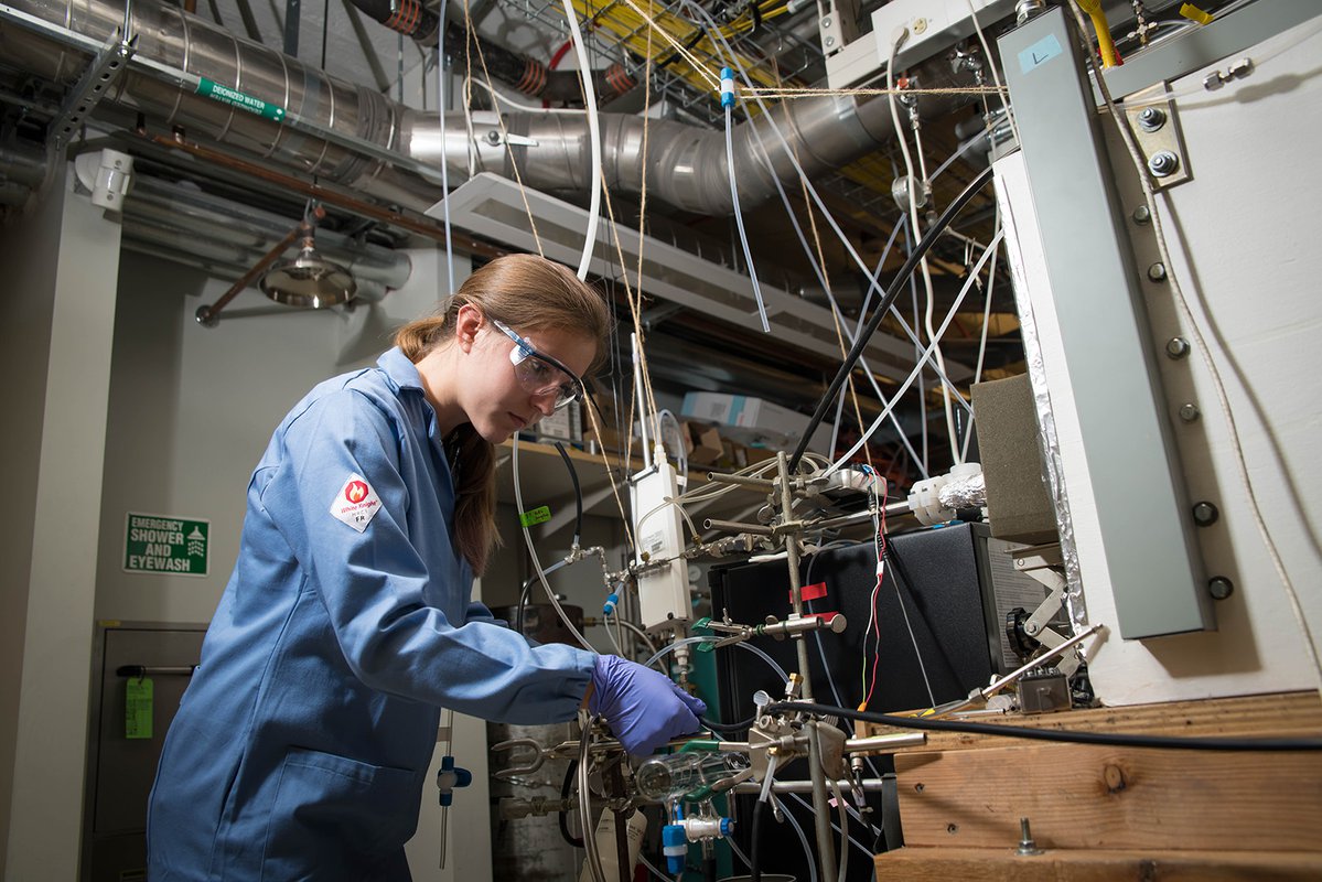 student working in lab