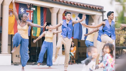 Dance group on stage during World Fest