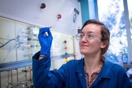 Student conducting research in a Caltech lab.