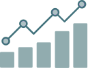 icon of purple bar graph in a positive growth