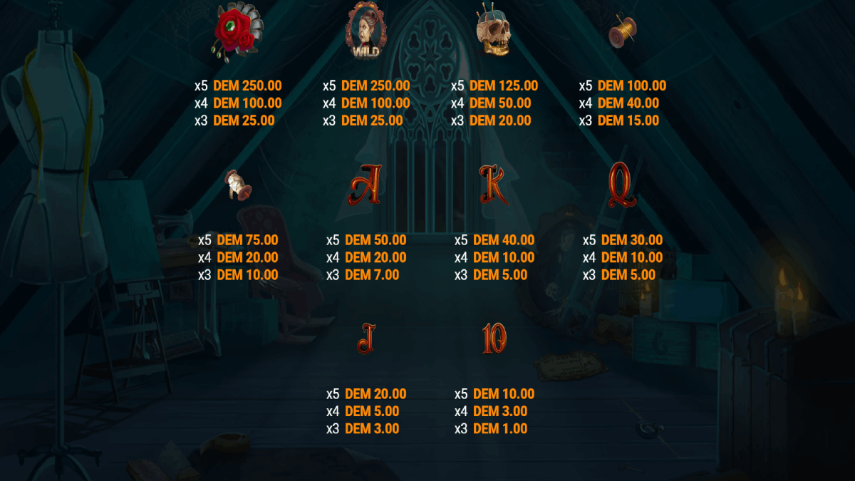 Seance Mysterioius Attic Paytable