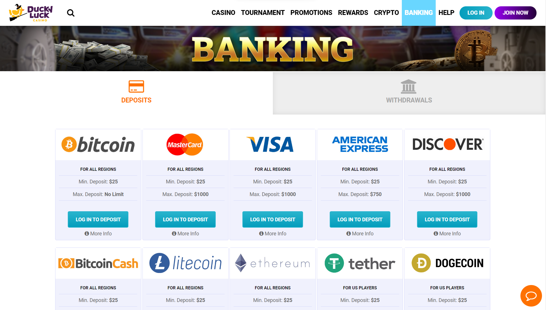 DuckyLuck Casino Banking