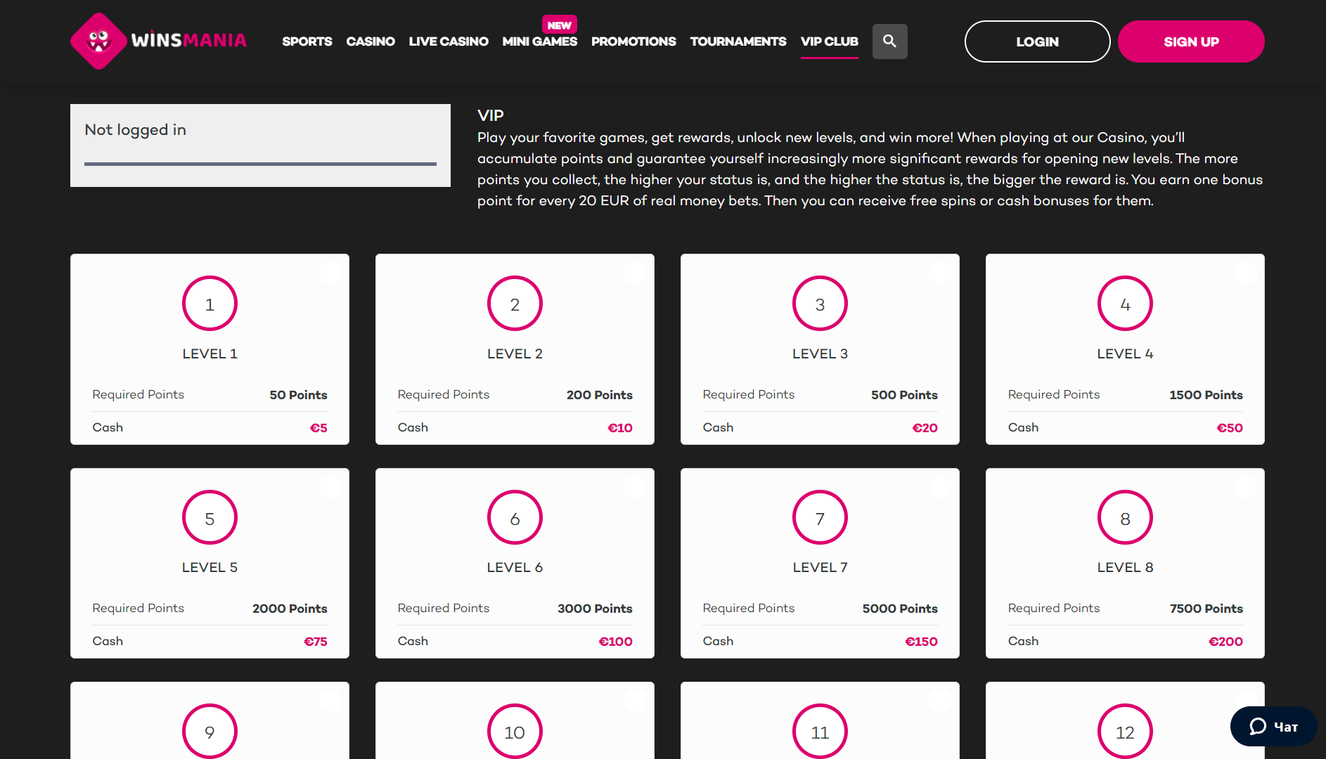 WinsMania Casino VIP Club