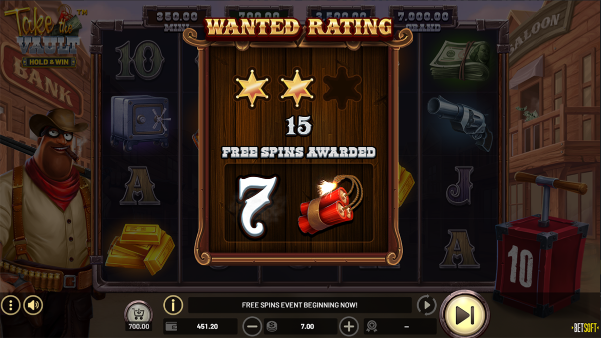 Take The Vault – HOLD & WIN Free Spins