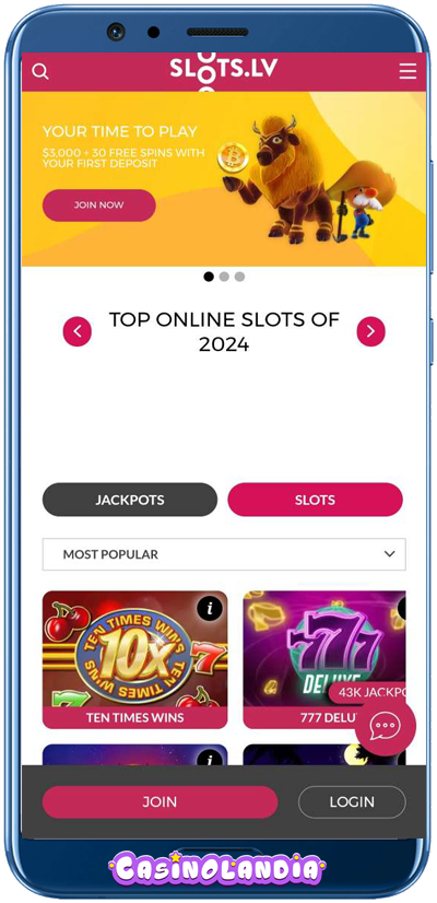 Slots SV Mobile View