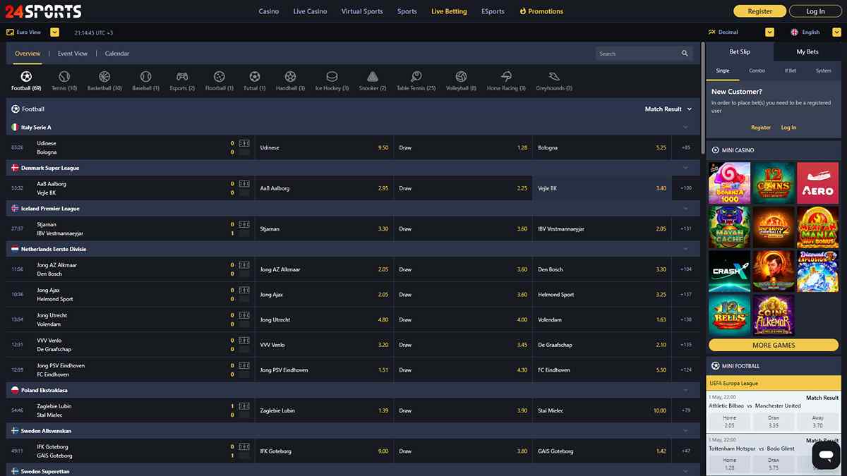 24Slots Casino Live Betting Section