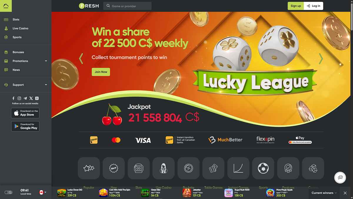 Fresh Casino Homepage