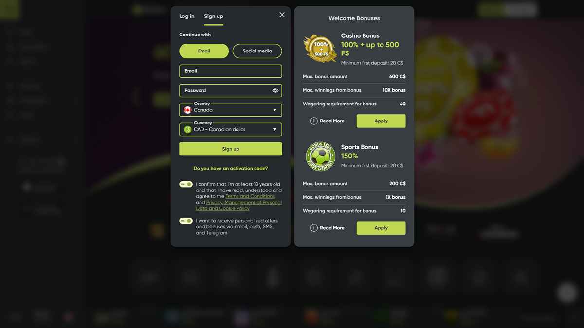 Fresh Casino Register