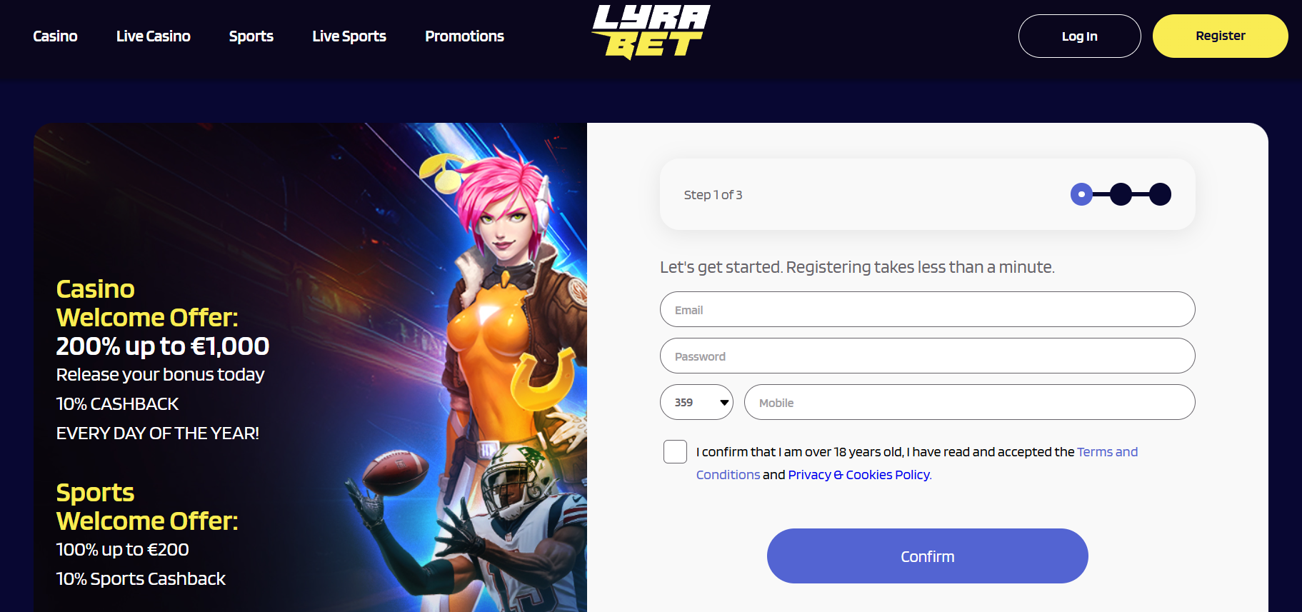 Lyrabet Casino Registration