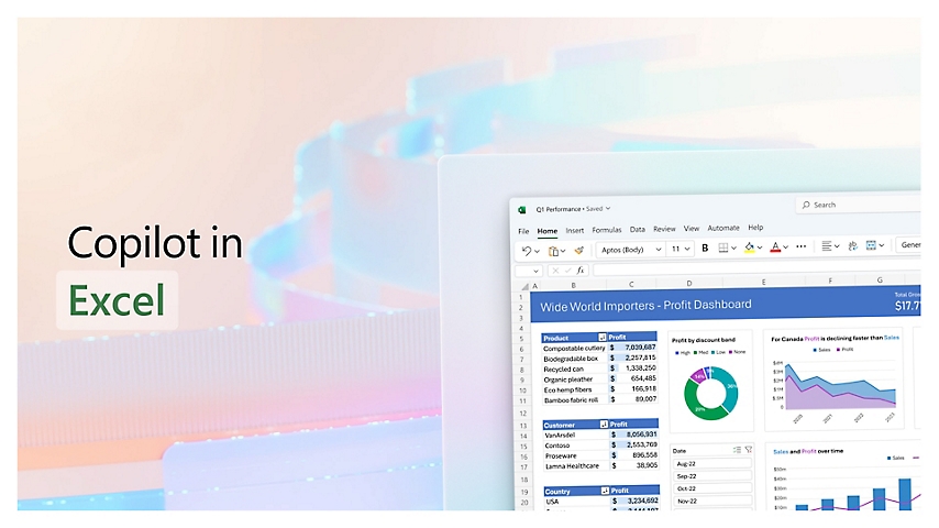 „Copilot“ ekrano kopija programoje „Excel“